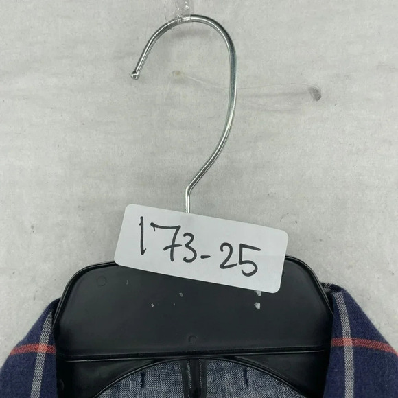 GAP Button Up Shirt Mens Sz L Navy Blue Red Plaid Standard Fit Collared Pockets - Picture 13 of 13